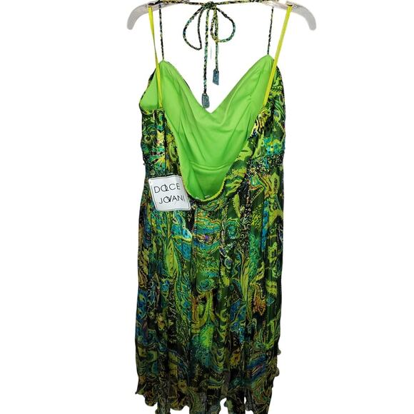 Dolce Jovani Green Beaded Halter Evening Dress Size 20 NWT - Picture 2 of 6